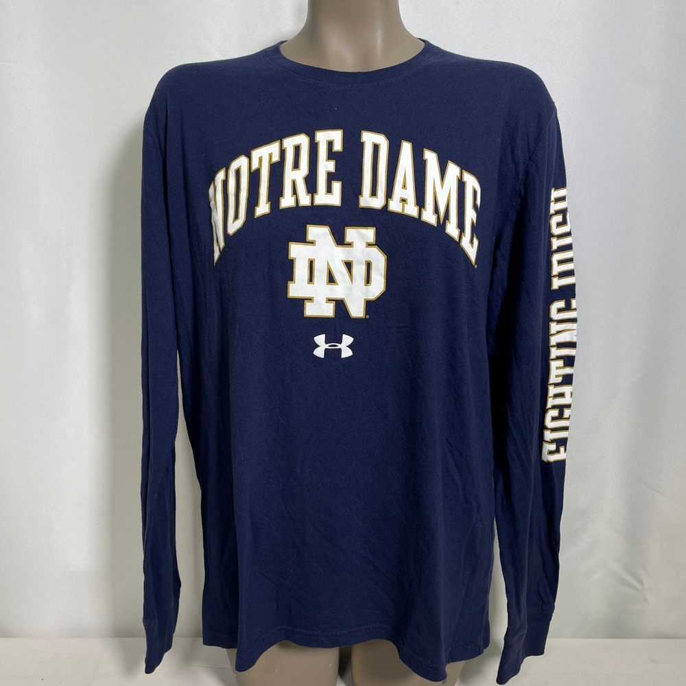 Notre Dame Fighting Irish NCAA Under Armour Navy Long Sleeve Shirt Women's LARGE
